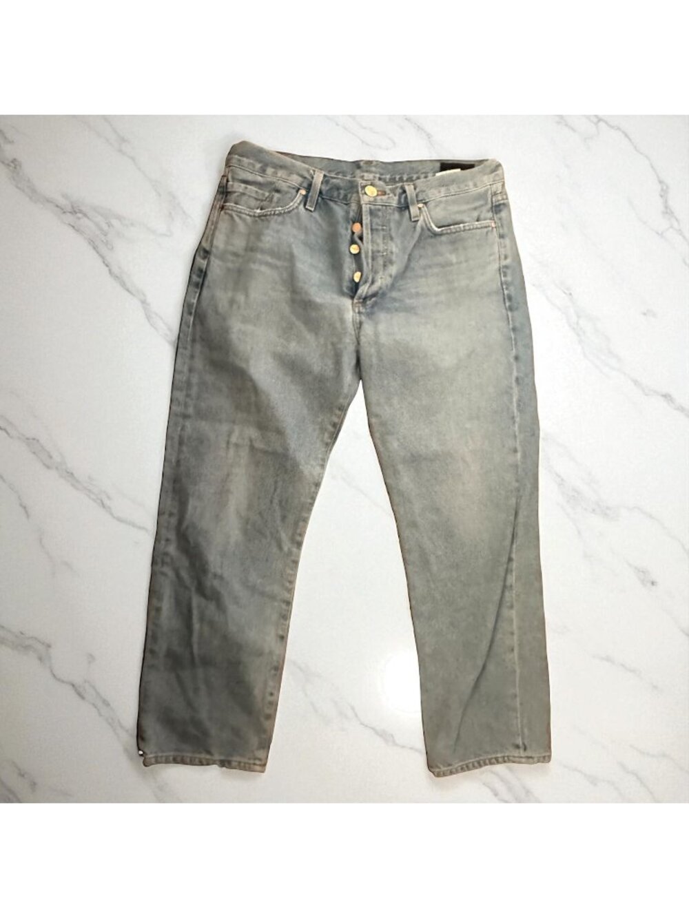 GOLDSGN Womens Blue Button Crop Jeans Size 29